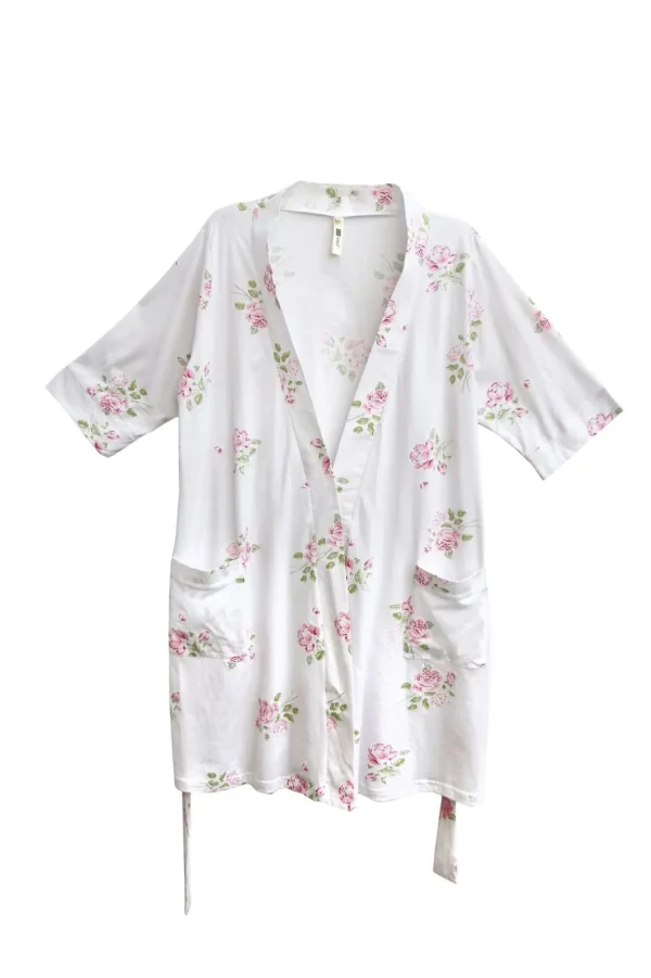 La Cera™ Floral Printed Cotton Knit Robe - Plus Size Fashion