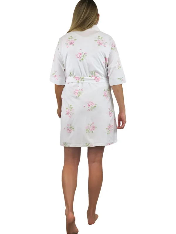 La Cera™ Floral Printed Cotton Knit Robe Best Sale