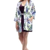 La Cera™ Floral Satin Robe Lilac Best Sale