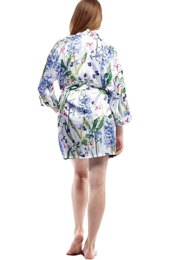 La Cera™ Floral Satin Robe Lilac Best Sale