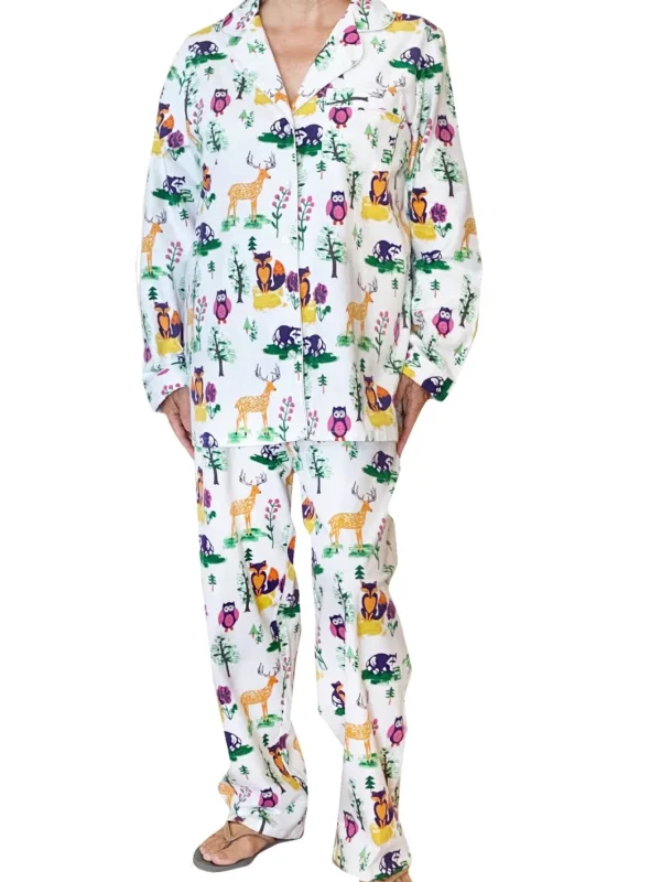 La Cera™ Forest Animal Flannel Pajama Set Hot