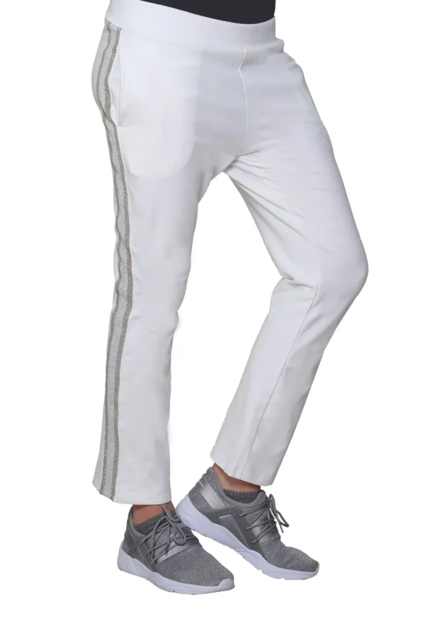 La Cera™ French Terry Pant With Lurex Tuxedo Stripe Trim Online