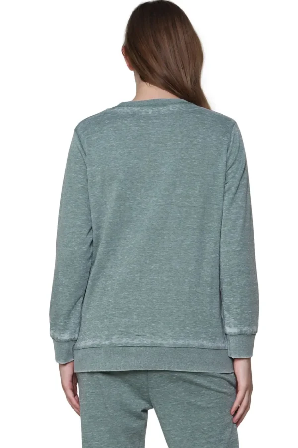 La Cera™ Heathered Crew Neck French Terry Sweatshirt Best Sale