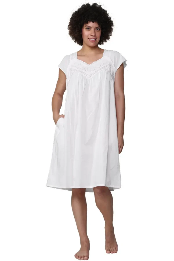 La Cera™ La Cera 100% Cotton Embroidered Sweetheart Chemise Best Sale