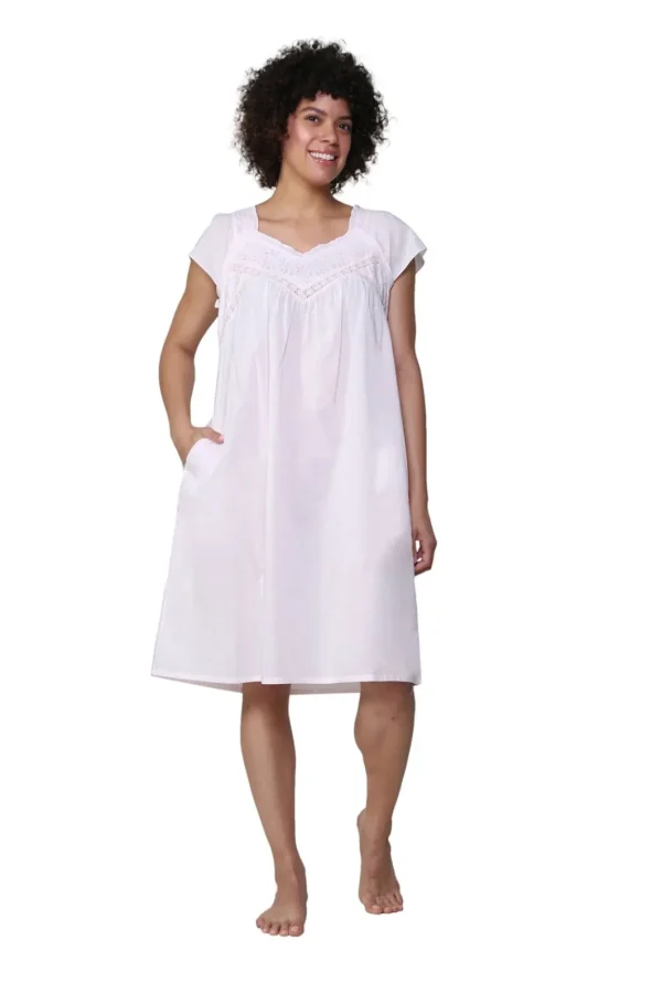 La Cera™ La Cera 100% Cotton Embroidered Sweetheart Chemise Best Sale