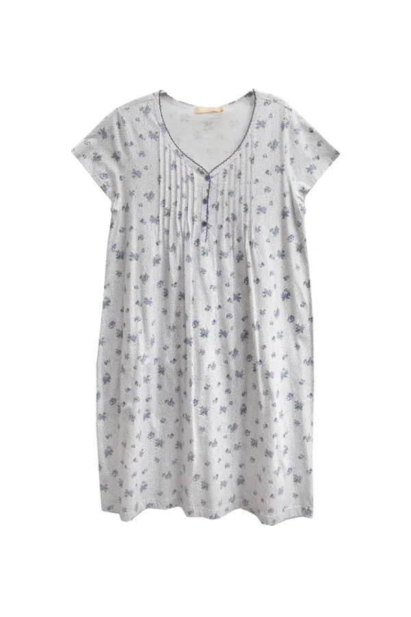 La Cera™ La Cera 100% Cotton Floral Chemise - Plus Size Shop