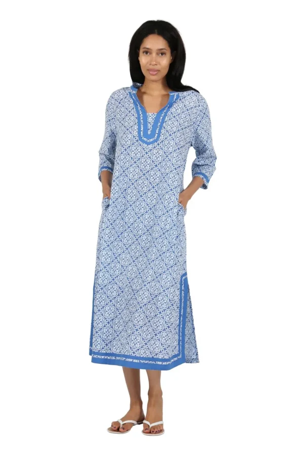 La Cera™ La Cera 100% Cotton Geo Printed Caftan Store