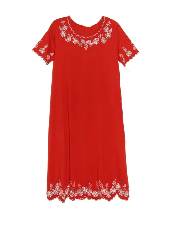 La Cera™ La Cera 100% Cotton Knit Embroidered A-Line Dress - Plus Size Cheap