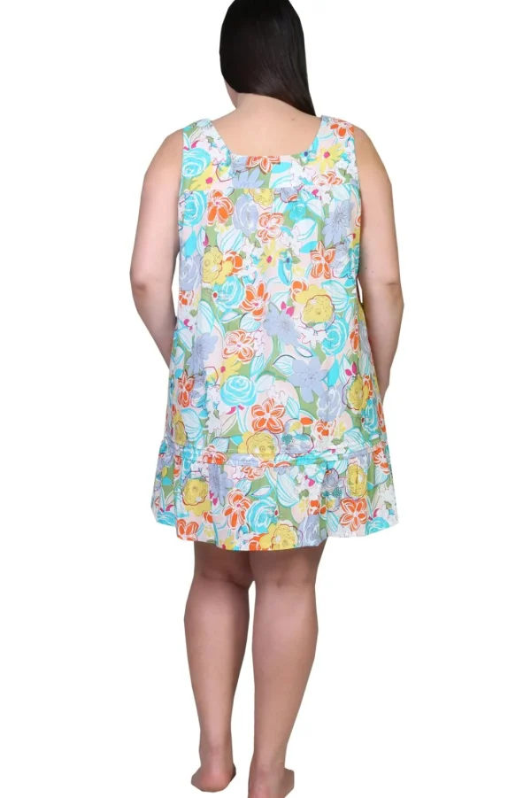 La Cera™ La Cera 100% Cotton Pastel Floral Print Chemise Fashion