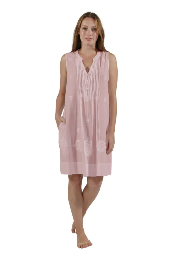 La Cera™ La Cera 100% Cotton Plus Size Leno Stripe Chemise Best Sale