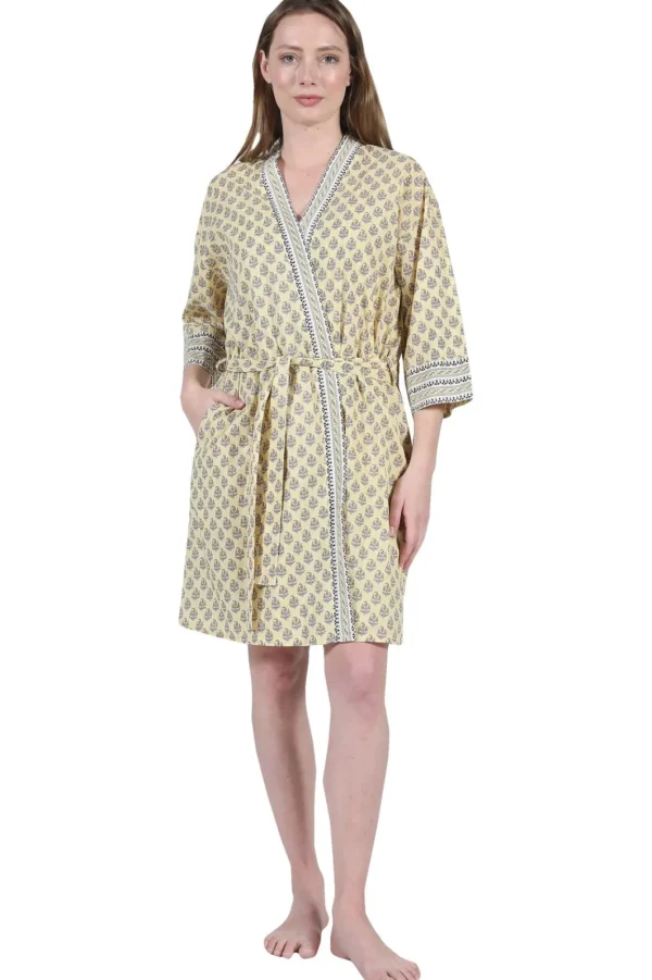 La Cera™ La Cera 100% Cotton Short Kimono Wrap Fashion