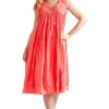 La Cera™ La Cera 100% Cotton Sleeveless Dress With Hem Embroidery New