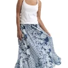 La Cera™ La Cera 100% Cotton Voile Mixed Printed Maxi Skirt Fashion