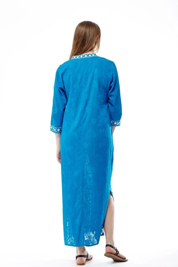 La Cera™ La Cera 3/4 Quarter Length Sleeve Embroidered Caftan Royal Fashion