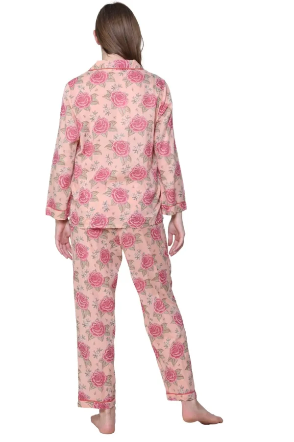 La Cera™ La Cera 3/4 Sleeve Cotton Pajama Set Peach Sale