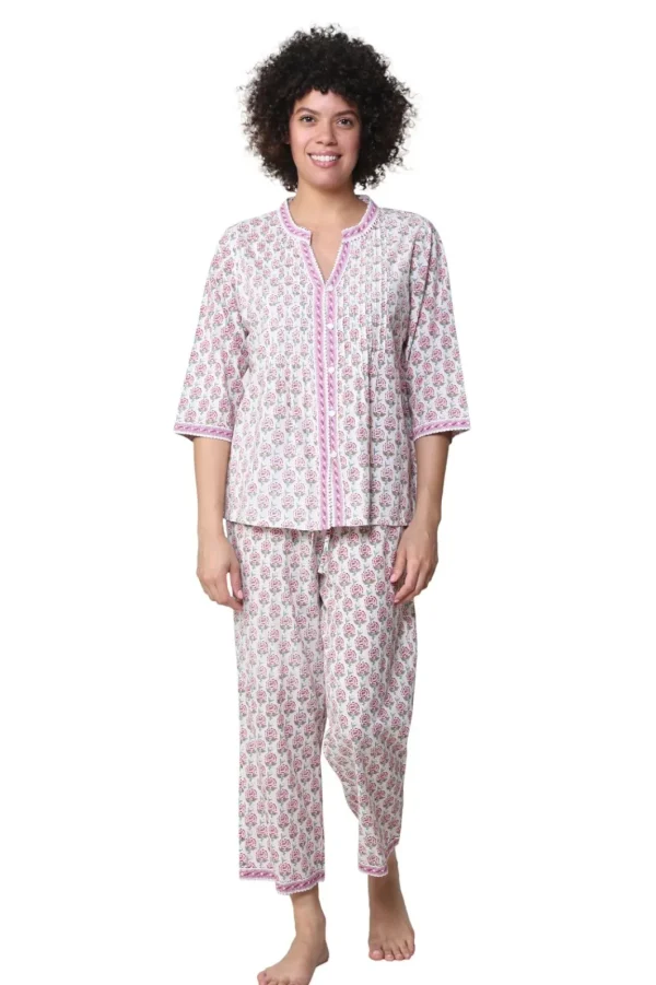 La Cera™ La Cera 3/4 Sleeve Pleat Front Capri Pajama Set Red Online