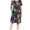 La Cera™ La Cera Abstract Floral Print Cotton Dress Black/Multi Fashion