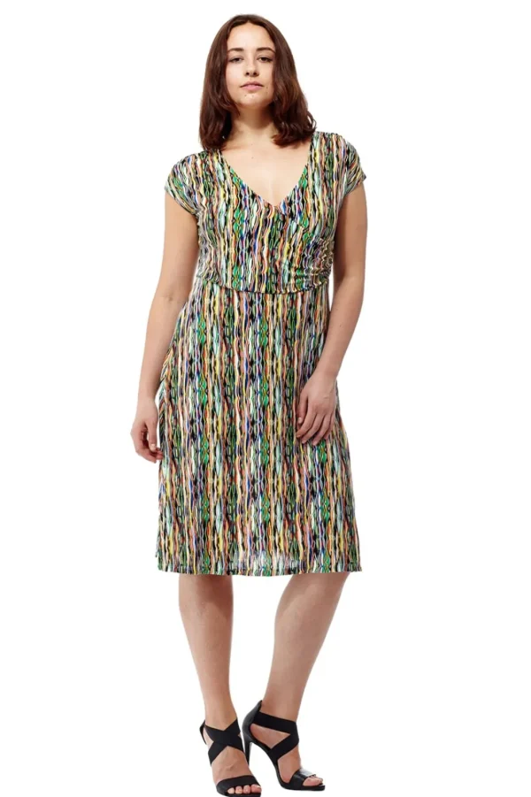 La Cera™ La Cera Abstract Print Sleeveless Dress Multi Store