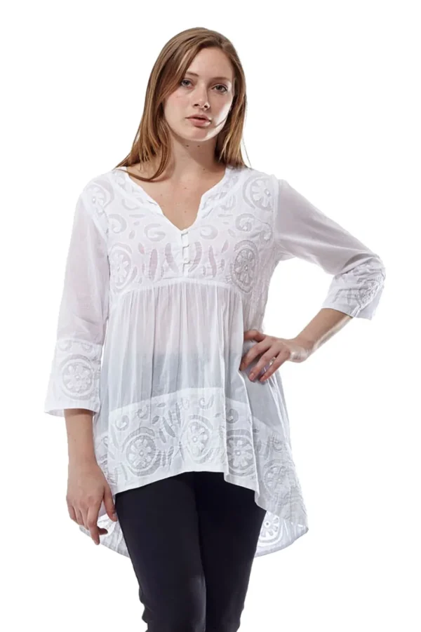 La Cera™ La Cera Applique Trimmed Tunic Top Outlet