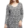 La Cera™ La Cera Baroque Print Pullover Tunic Top New