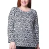 La Cera™ La Cera Baroque Print Pullover Top - Plus Size Store