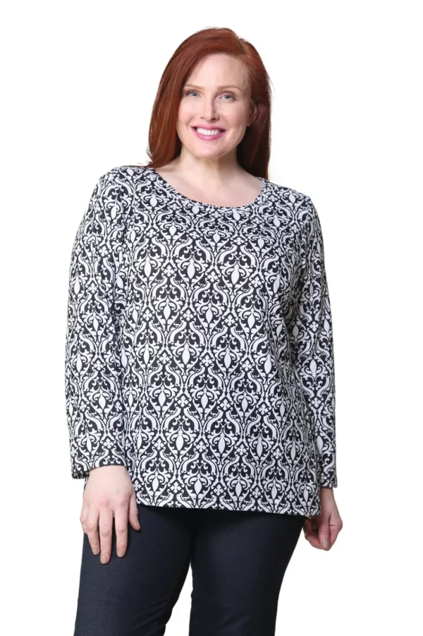 La Cera™ La Cera Baroque Print Pullover Top - Plus Size Store