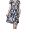 La Cera™ La Cera Black And White Print Short Sleeve Dress Black/White New