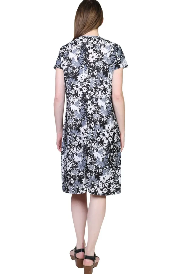 La Cera™ La Cera Black And White Print Short Sleeve Dress Black/White New