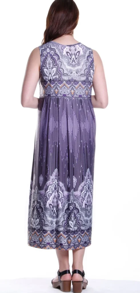 La Cera™ La Cera Border Print Sleeveless Printed Maxi Dress Purple/Black Hot