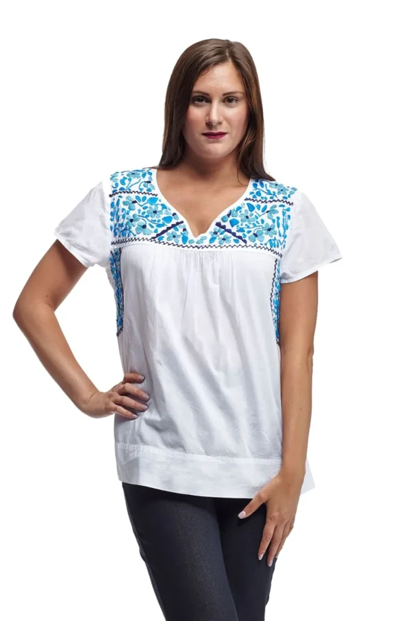 La Cera™ La Cera Cap Sleeve Hand Embroidered Top Sale