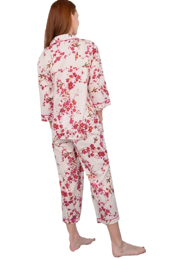 La Cera™ La Cera Cherry Blossom 3/4 Sleeve Cotton Pajama Set Discount