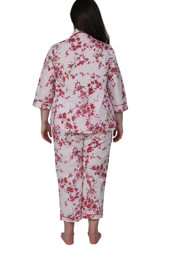 La Cera™ La Cera Cherry Blossom 3/4 Sleeve Cotton Pajama Set - Plus Size New