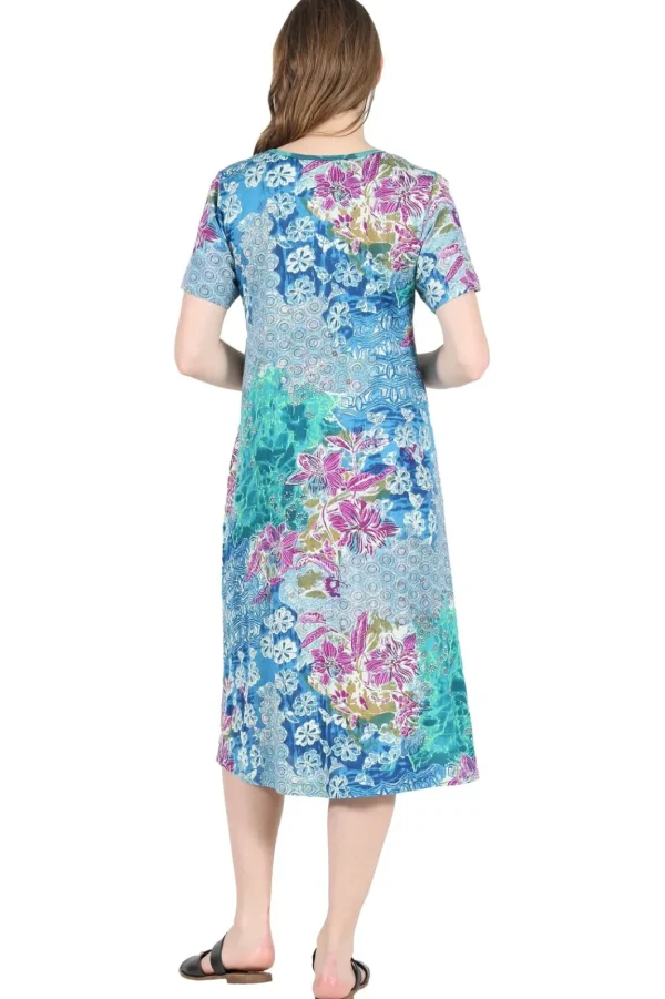 La Cera™ La Cera Cotton Floral Jersey Knit A-Line Dress Best