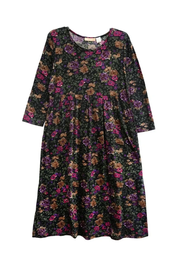 La Cera™ La Cera Cotton Knit Jersey Floral Printed Dress Discount