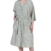 La Cera™ La Cera Cotton Wrap Robe Celedon New