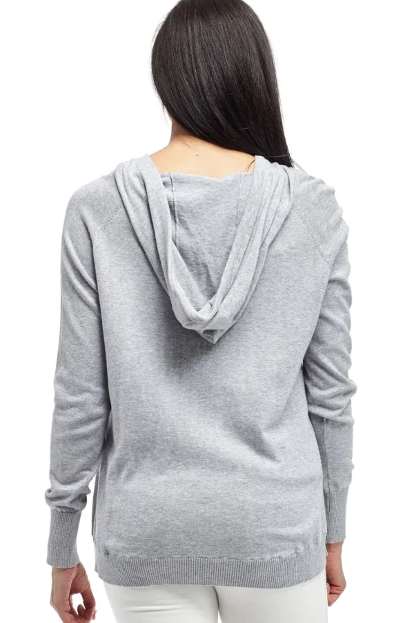 La Cera™ La Cera Drawstring Hooded Pullover Sweater Grey Store