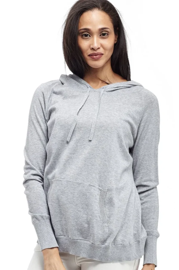 La Cera™ La Cera Drawstring Hooded Pullover Sweater - Plus Size Heather Grey Discount