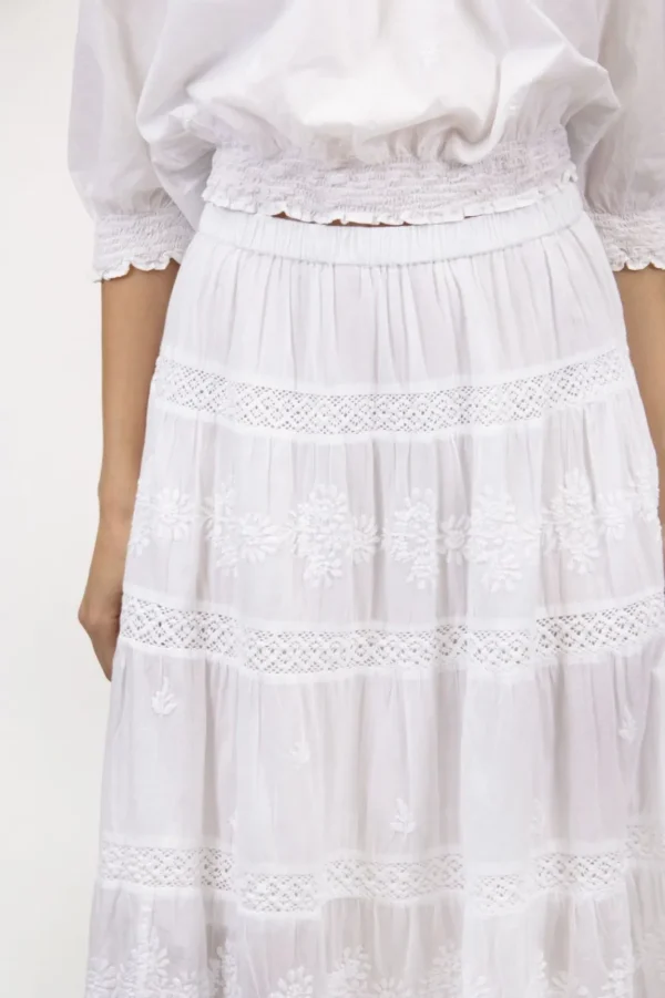 La Cera™ La Cera Embroidered Detail Peasant Skirt Cheap