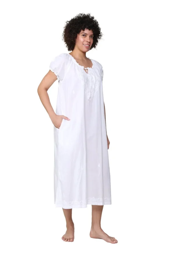 La Cera™ La Cera Embroidered Gathered Short Sleeve Gown Sale