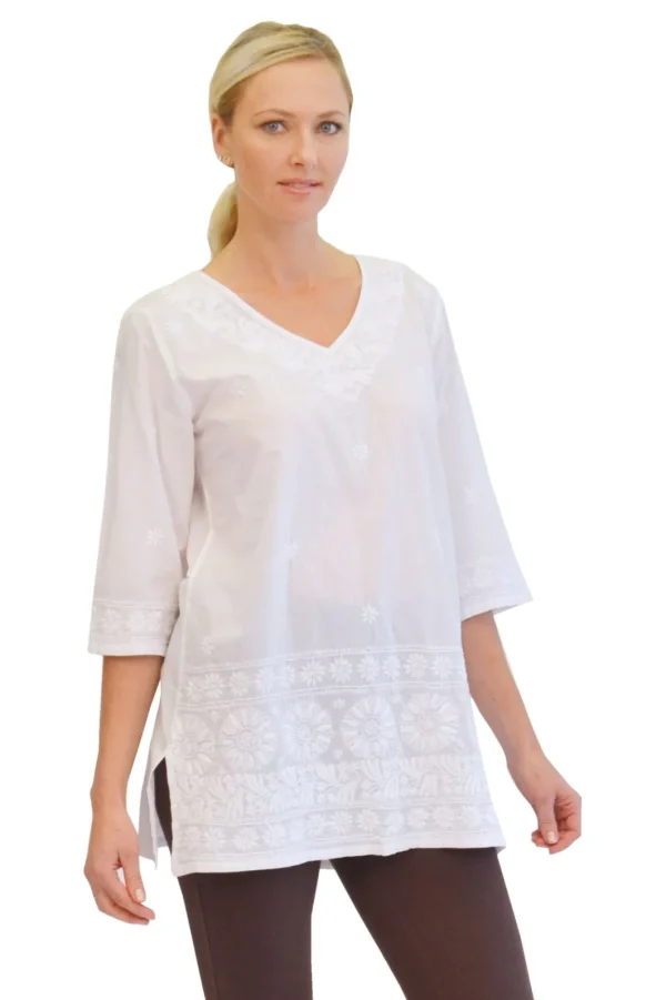 La Cera™ La Cera Embroidered Kurta Top Clearance