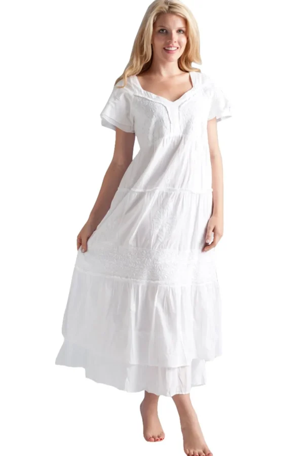 La Cera™ La Cera Embroidered Layered Short Sleeve Tiered Gown Best