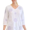 La Cera™ La Cera Embroidered V-Neck Shirt Lilac Cheap