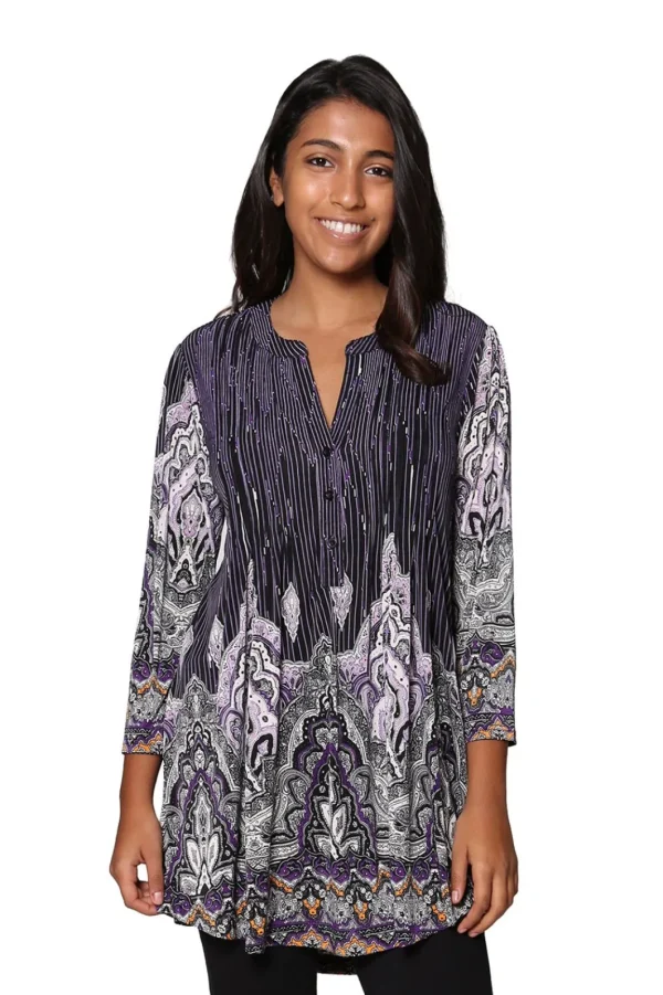 La Cera™ La Cera Empire Paisley Print Tunic Hot