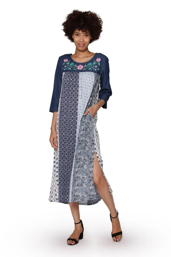 La Cera™ La Cera Floral Embroidered Rayon Dress Best Sale