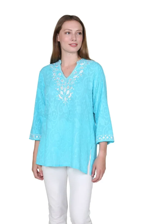 La Cera™ La Cera Floral Embroidered Tunic Top Store