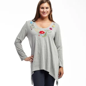 La Cera™ La Cera Floral Embroidered Top Outlet