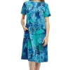 La Cera™ La Cera Floral Print A-Line Dress Blue Fashion