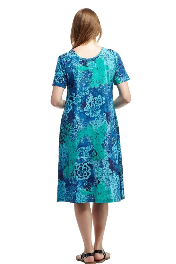 La Cera™ La Cera Floral Print A-Line Dress Blue Fashion