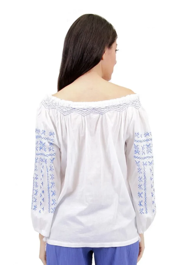 La Cera™ La Cera Hand-Embroidered Peasant Top New