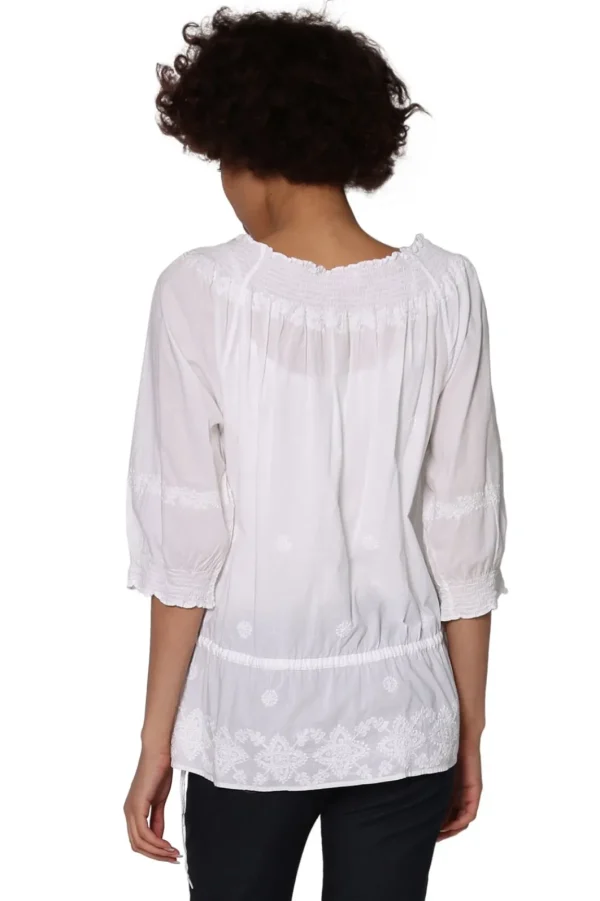 La Cera™ La Cera Hand-Embroidered Smocked Top Discount